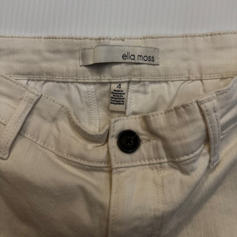 Ella Moss Wide Leg Crop Pants Women's 4 Cream Cotton Culotte Flat Front Chino - Picture 5 of 16
